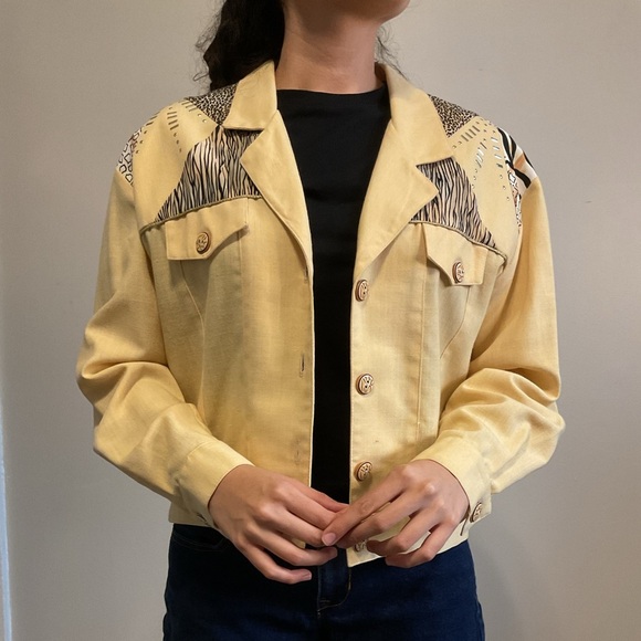 Vintage Boho Cowgirl Animal Print Jacket with wooden buttons - Fits Small - Picture 2 of 8